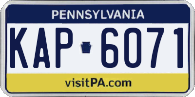 PA license plate KAP6071