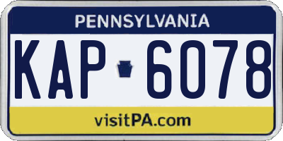 PA license plate KAP6078
