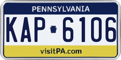PA license plate KAP6106