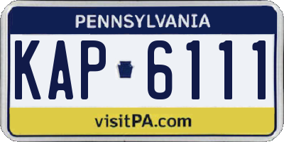 PA license plate KAP6111