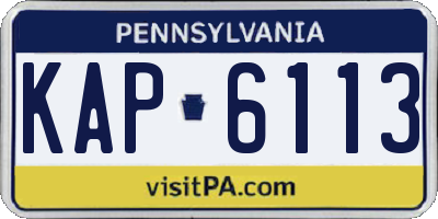 PA license plate KAP6113