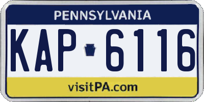 PA license plate KAP6116