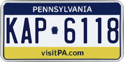 PA license plate KAP6118