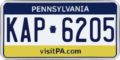 PA license plate KAP6205