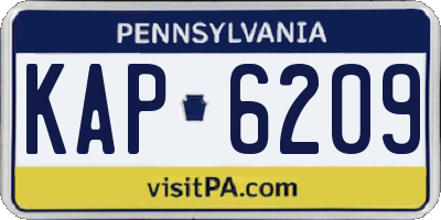 PA license plate KAP6209