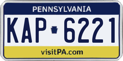 PA license plate KAP6221