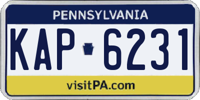 PA license plate KAP6231