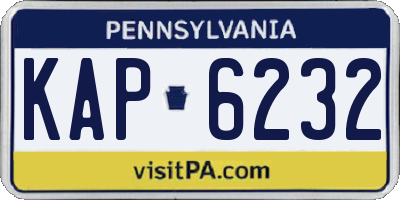 PA license plate KAP6232