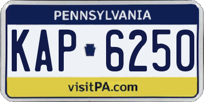 PA license plate KAP6250