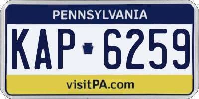 PA license plate KAP6259