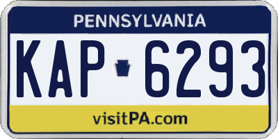 PA license plate KAP6293