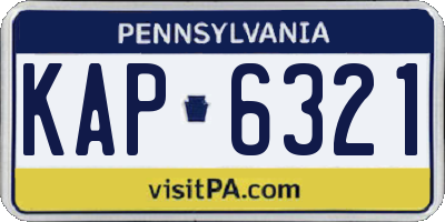 PA license plate KAP6321