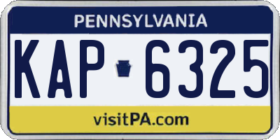 PA license plate KAP6325