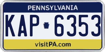 PA license plate KAP6353