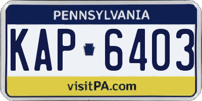 PA license plate KAP6403