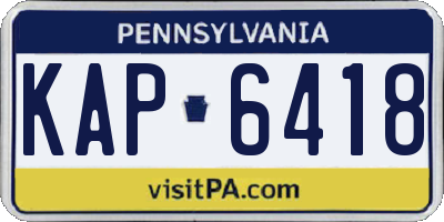 PA license plate KAP6418