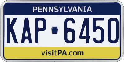 PA license plate KAP6450