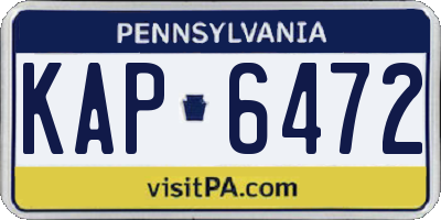 PA license plate KAP6472