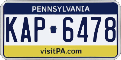 PA license plate KAP6478