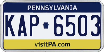 PA license plate KAP6503