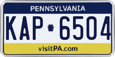 PA license plate KAP6504