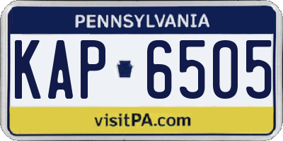 PA license plate KAP6505