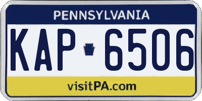 PA license plate KAP6506