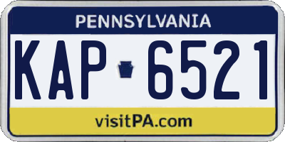 PA license plate KAP6521