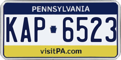 PA license plate KAP6523