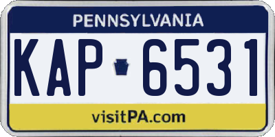 PA license plate KAP6531