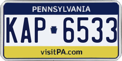PA license plate KAP6533