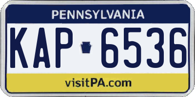 PA license plate KAP6536