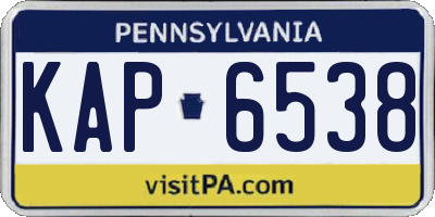 PA license plate KAP6538