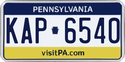 PA license plate KAP6540