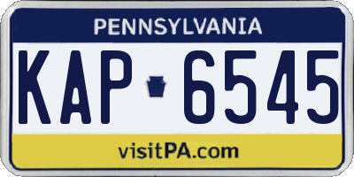 PA license plate KAP6545