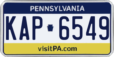 PA license plate KAP6549
