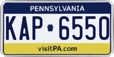 PA license plate KAP6550