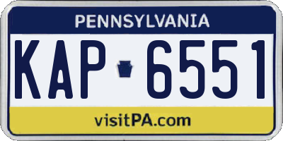 PA license plate KAP6551