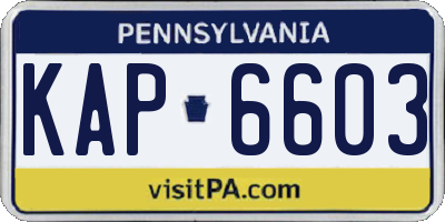 PA license plate KAP6603