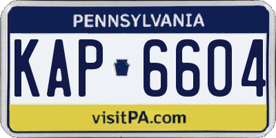 PA license plate KAP6604