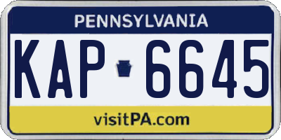 PA license plate KAP6645