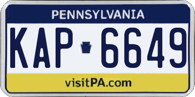 PA license plate KAP6649