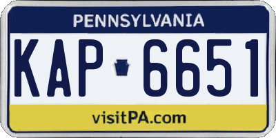 PA license plate KAP6651