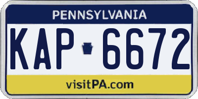 PA license plate KAP6672