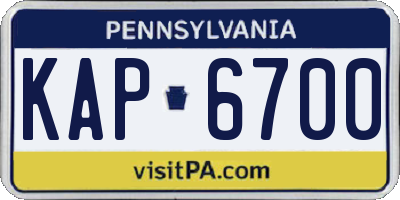 PA license plate KAP6700