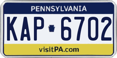 PA license plate KAP6702