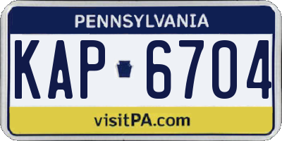PA license plate KAP6704