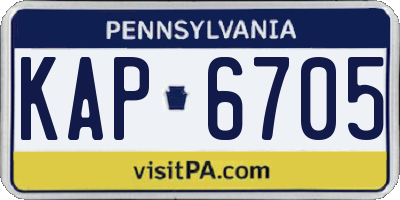 PA license plate KAP6705