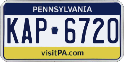 PA license plate KAP6720