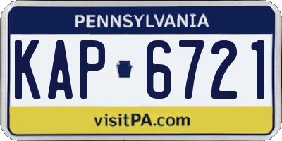 PA license plate KAP6721